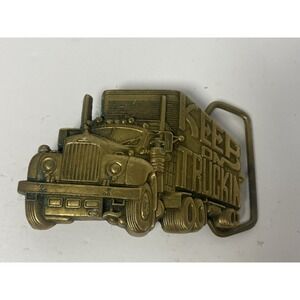 Keep On Truckin' 1980 Baron Buckles Solid Brass Belt Buckle Vintage Semi Cut Out